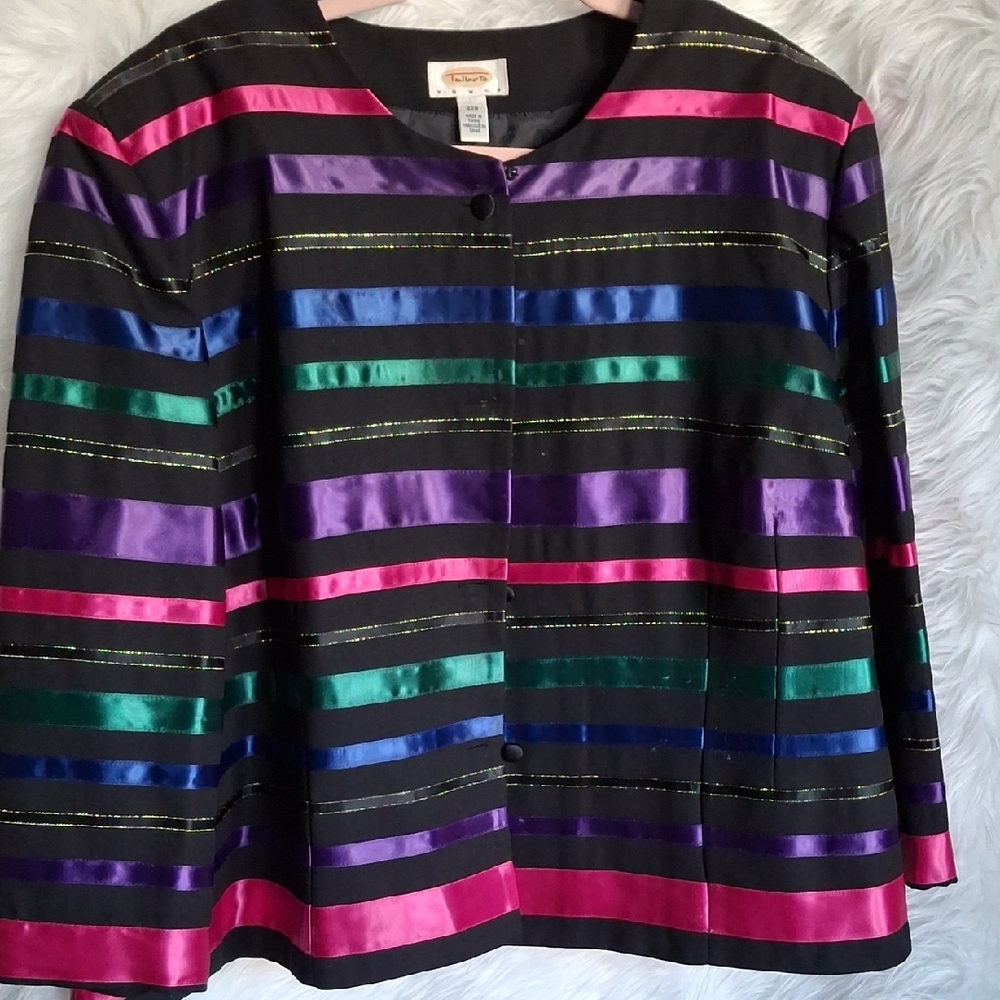 Talbots Multicolor Striped Jacket - image 1